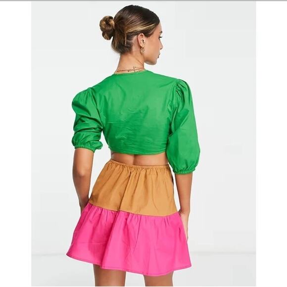 Never Fully Dressed Dopaminecore Tropical Bold Watermelon Heart Cut-Out Dress S - Picture 9 of 11